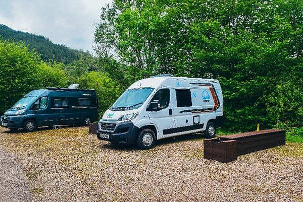 Aero the Campervan Aero the campervan parked at the campsite in Glencoe.
