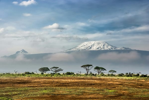 Mount Kilimanjaro from a distance.